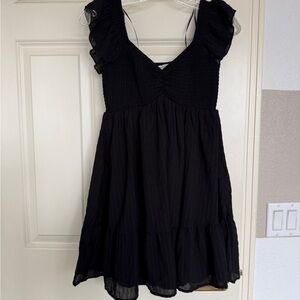 T.J.Maxx Black Ruffled Mini Dress
